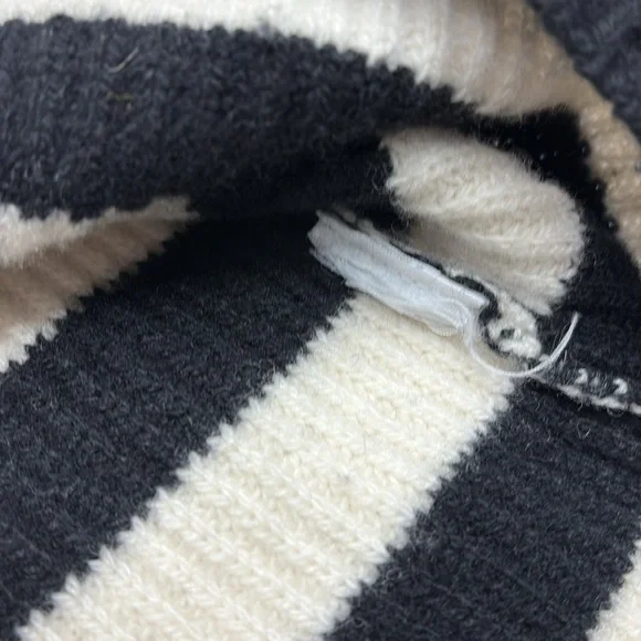 J. Crew Wool and Cashmere Relaxed Turtleneck Black and White Striped - Picture 6 of 6